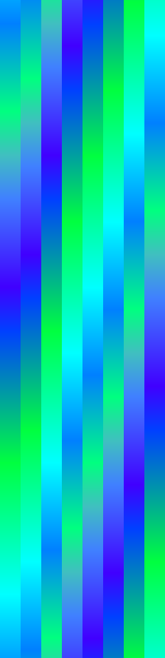Static visualization of color progression, 8 LEDs